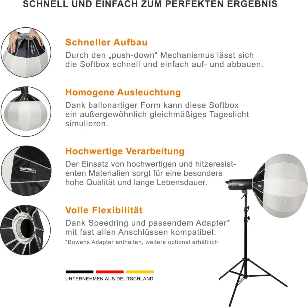 Boîte à lumière ballon 80cm Walimex Pro Essential pour éclairage doux - 2