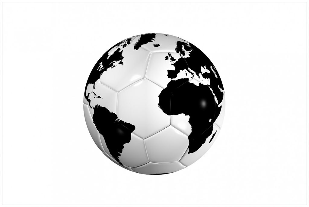 Wallario Premium Glasbild, freischwebende Optik, kräftige Farben, Größe 90 x 60 cm Motiv Planet Fußball
