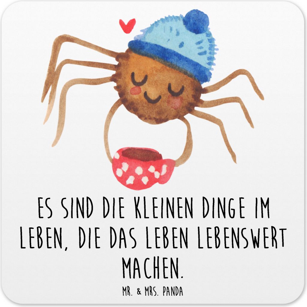 Mr. & Mrs. Panda Untersetzer für Gläser Spinne Agathe Kaffee 10er Set - Weiß - Geschenk, Getränke-Untersetzer, Weiser Spruch, Morgenmuffel, Tis...