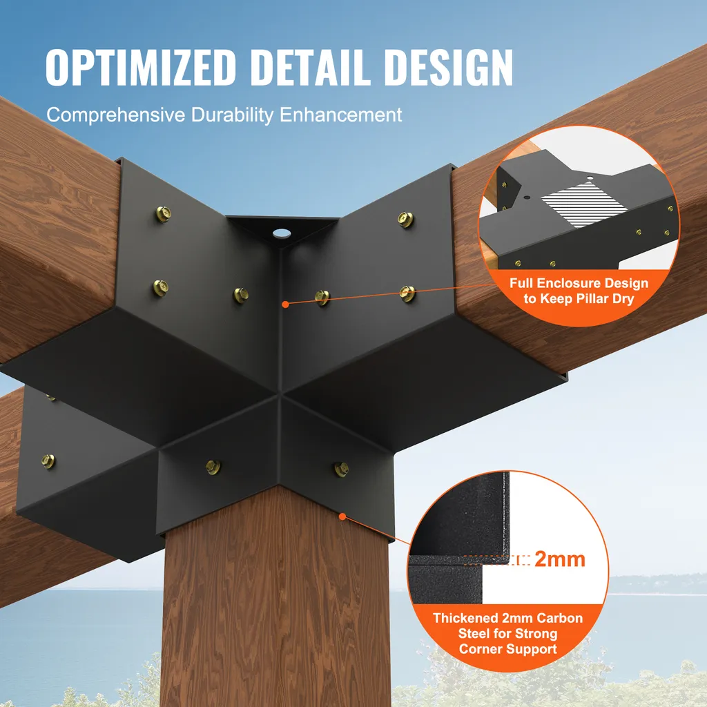 Kit de Fixation Pergola pour Poutre Bois : Support d'Angle 90° Acier Robuste