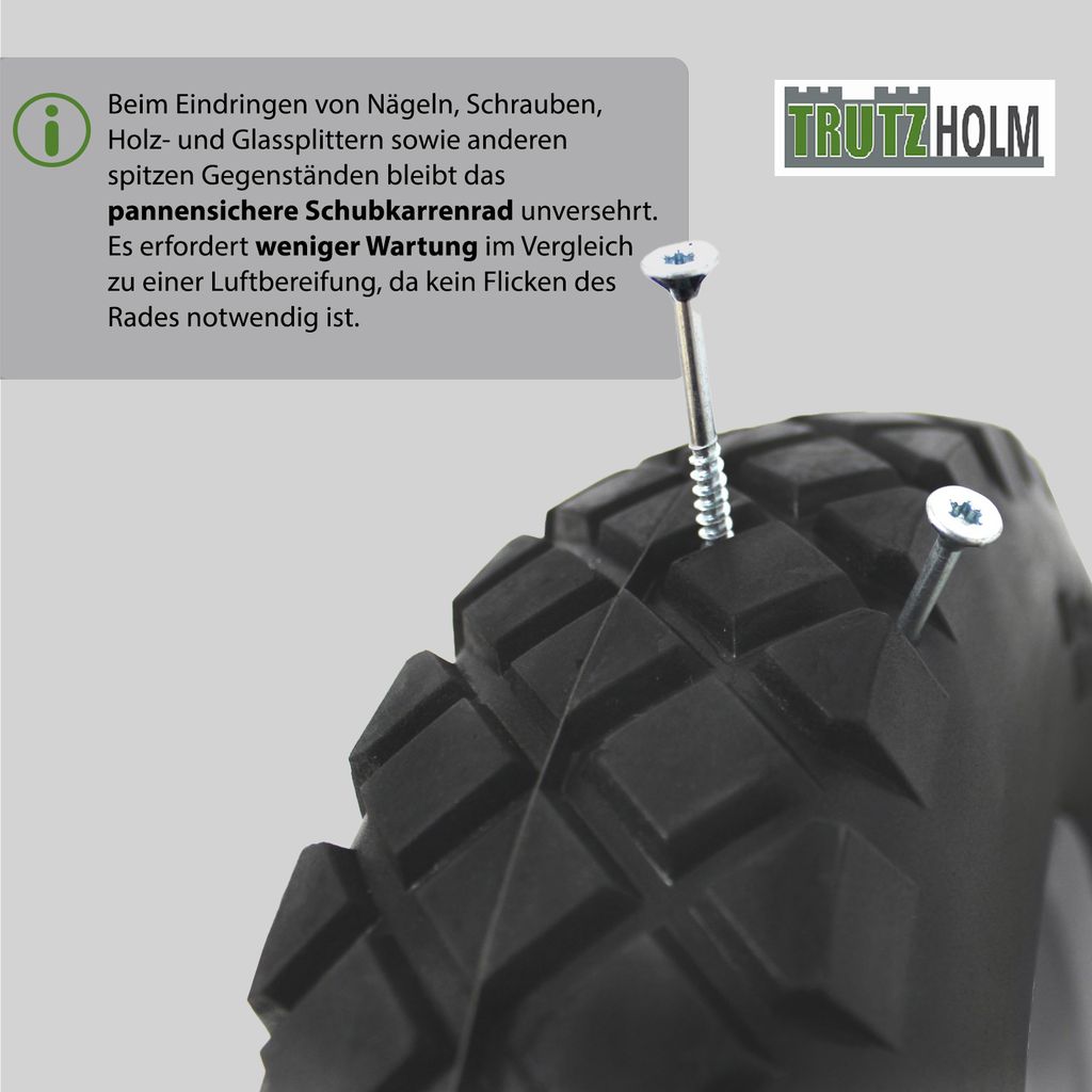 2x Schubkarrenrad pannensicher Vollgummi 4.80/4.00-8 Produktbild 5