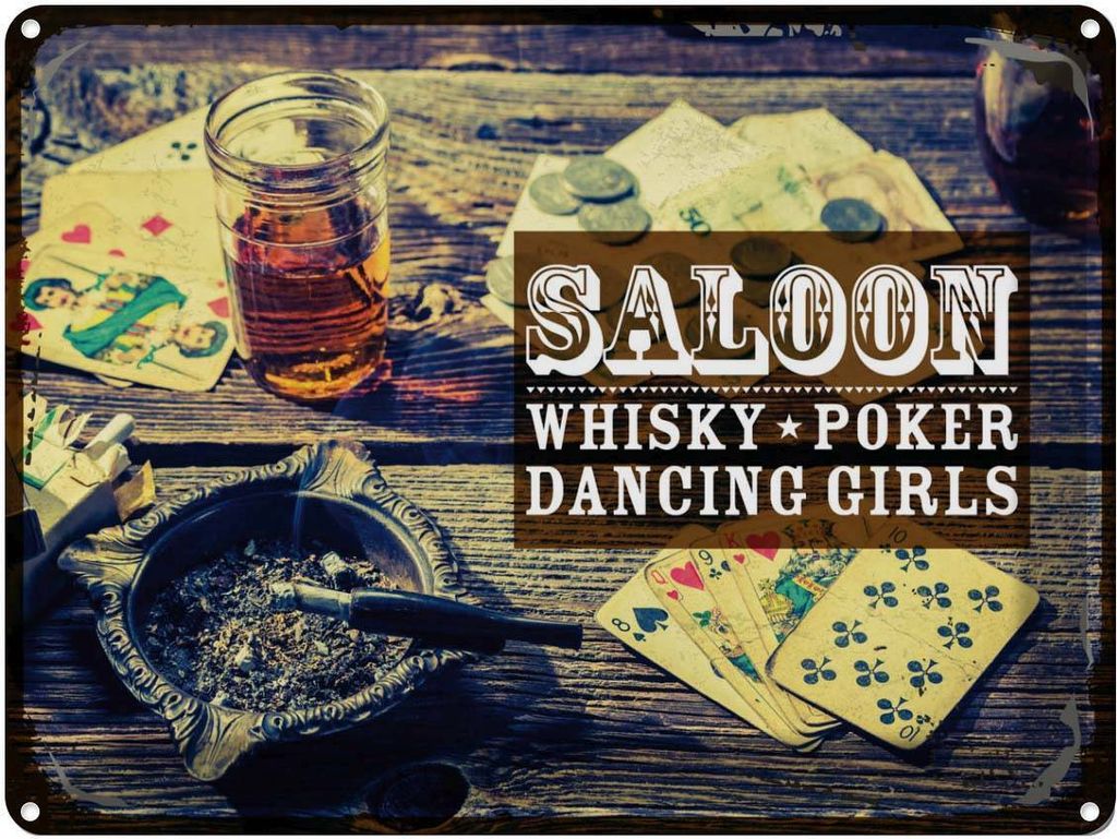 vianmo Blechschild 30x40 cm Saloon Whisky Poker Dancing Produktbild 