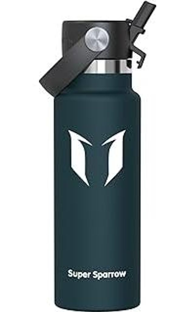 Super Sparrow Trinkflasche Edelstahl - Thermobecher - 350ml, 500ml, 750ml, 1L, 1.2L - FlipFlow Trinkflaschen mit Strohhalm - BPA-Frei Thermoskanne,...