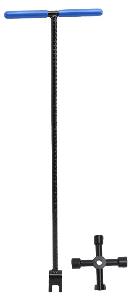 Outil ouverture vanne eau difficile 24" - Acier, poignée T 4 voies