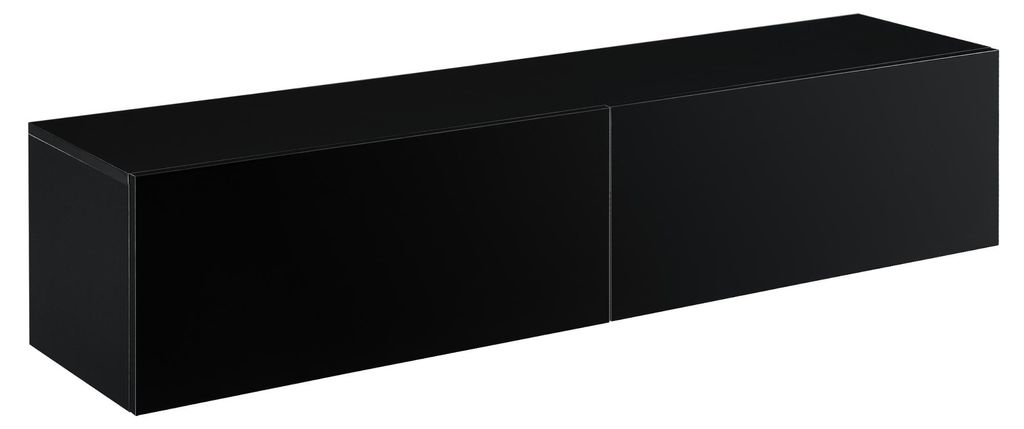 Hängeboard ‘Evaton‘ mit 2 Klappen 140 x 33 x 30 cm Schwarz, Produktbild 