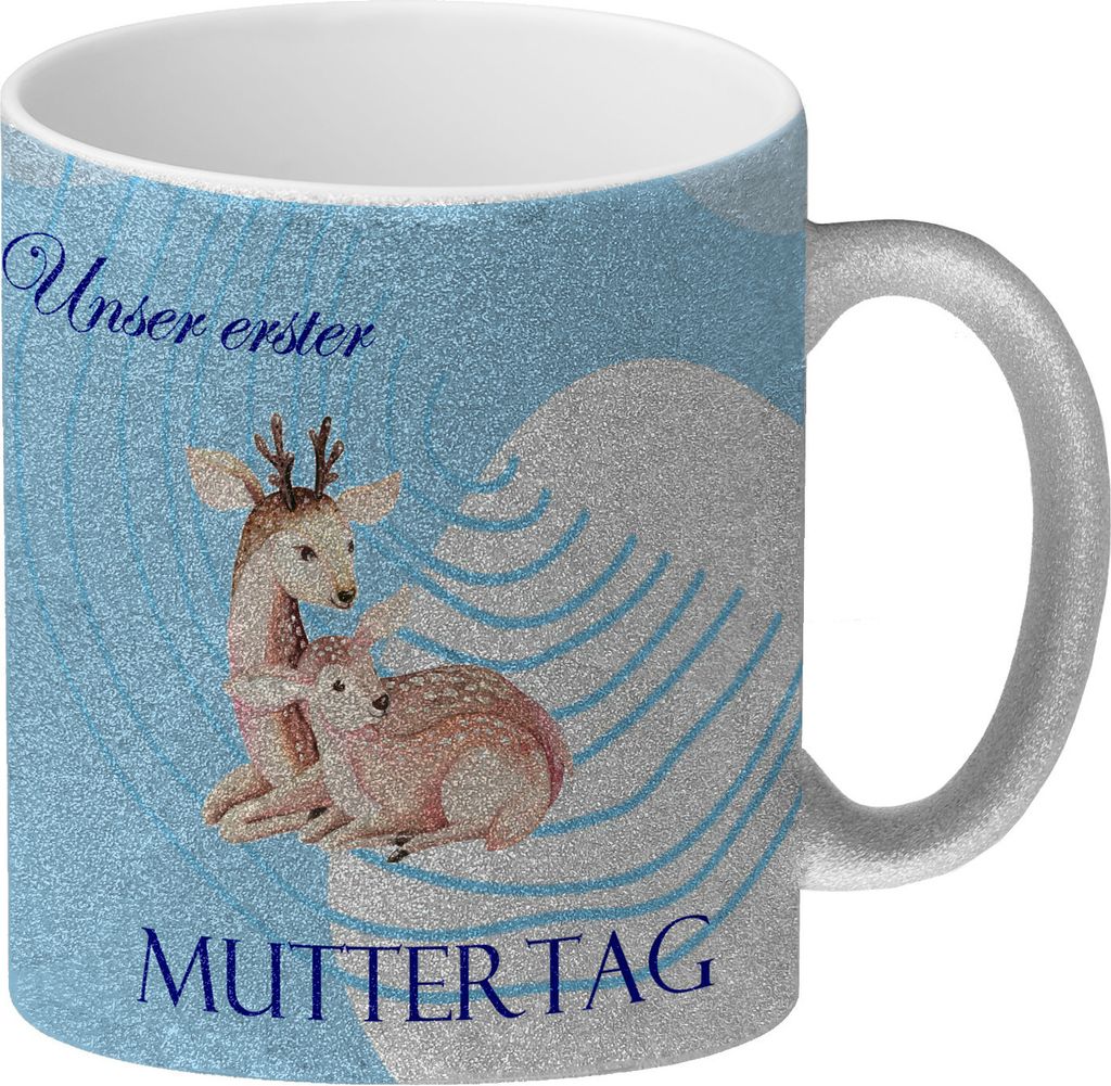 Unser erster Muttertag Glitzer-Kaffeebecher