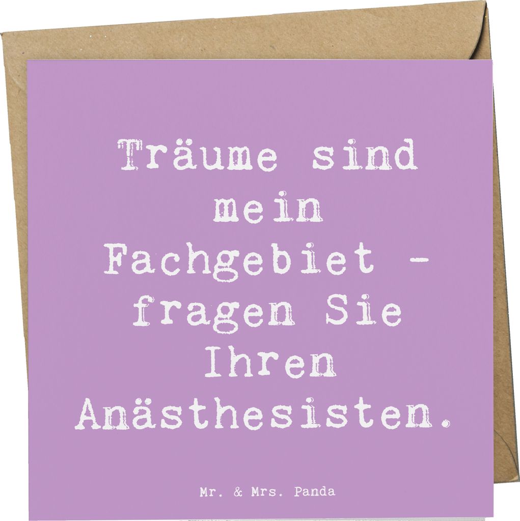 Mr. & Mrs. Panda Glückwunschkarte Spruch Anästhesist Träume - Lavendeltraum - Geschenk, Berufsleben, Ruhige Helden, Klappkarte, anlasskarte, An...