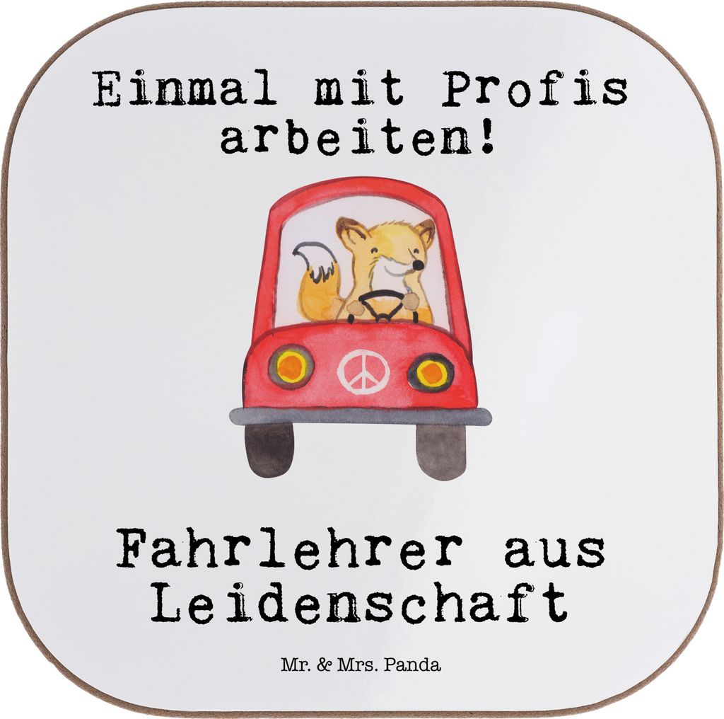 Mr. & Mrs. Panda Untersetzer für Gläser Fahrlehrer Leidenschaft - Weiß - Geschenk, Tassenuntersetzer, Spruch, Fahrschule, gläseruntersetzer, Lu...