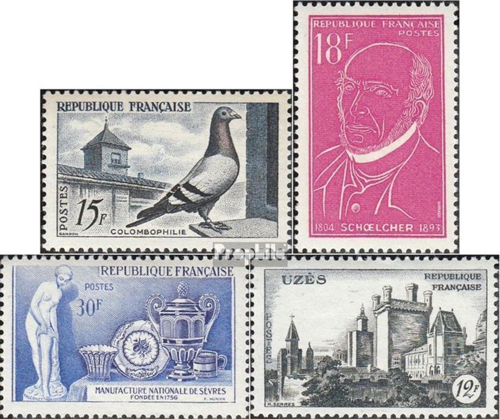 Briefmarken Frankreich 1957 Mi 1119,1121,1123,1128 (kompl.Ausg.) postfrisch Brieftaube