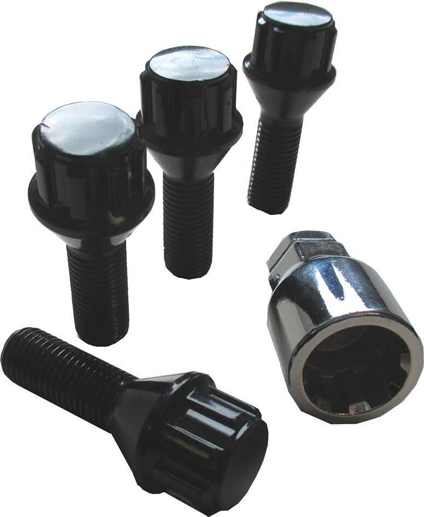 Autostyling Seehase Seehase Set Felgenschlösser Radschlösser Felgenschlösser Set Schwarzkegel 60, M12x1,5x29 mm