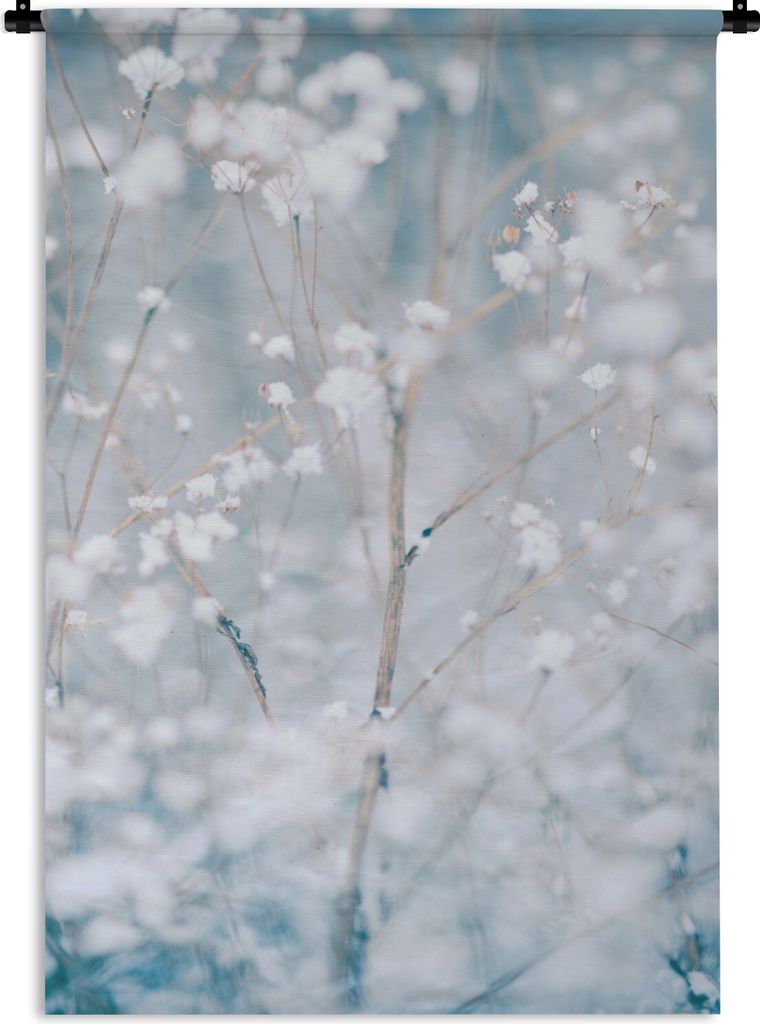 MuchoWow Wandteppich Wandbehang Äste - Schnee - Winter - Natur - Botanisch 60x90 cm Tapisserie Dekoration Wandtuch - Foto-Teppich - Abwaschbar