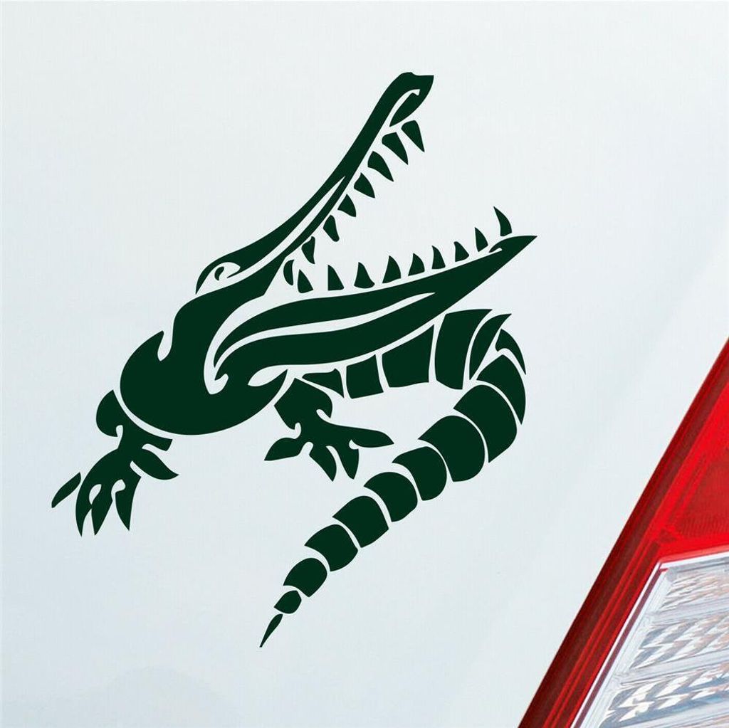 Auto Aufkleber Krokodil Aligator Kroko Animal Tier Tuning 10x12 cm Dunkelgrün Sticker Heckscheibenaufkleber