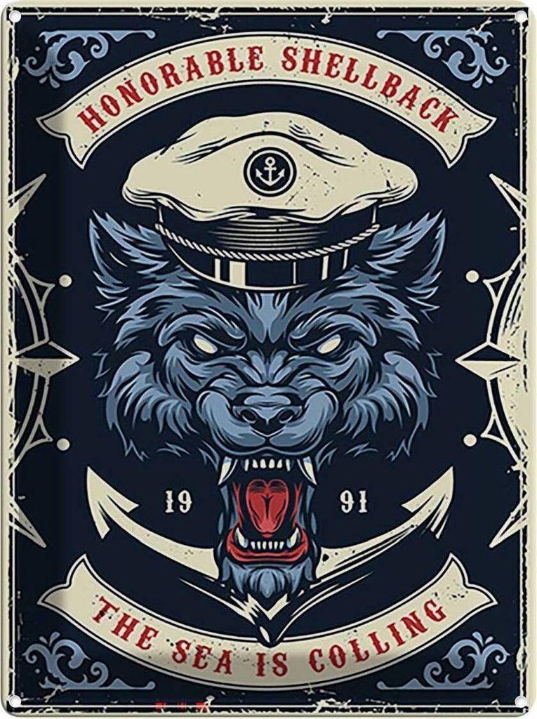 vianmo Blechschild 40x30 cm honorable shellback sea Dekoration