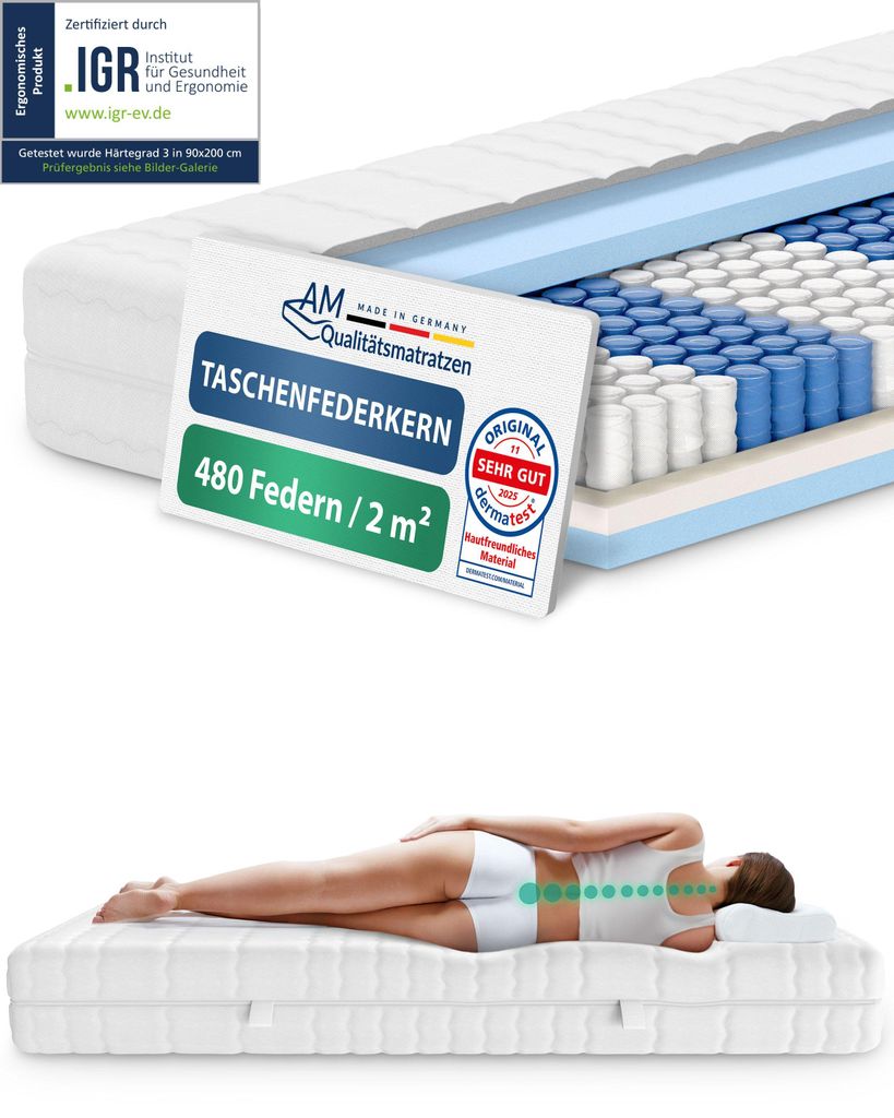 AM Qualitätsmatratzen | ergonomische 7-Zonen Produktbild 
