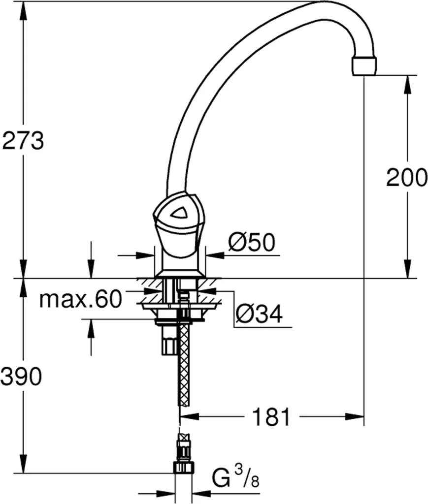 Mitigeur de Cuisine Grohe QuickFix Costa Trend pour Rénovation Facile - 8