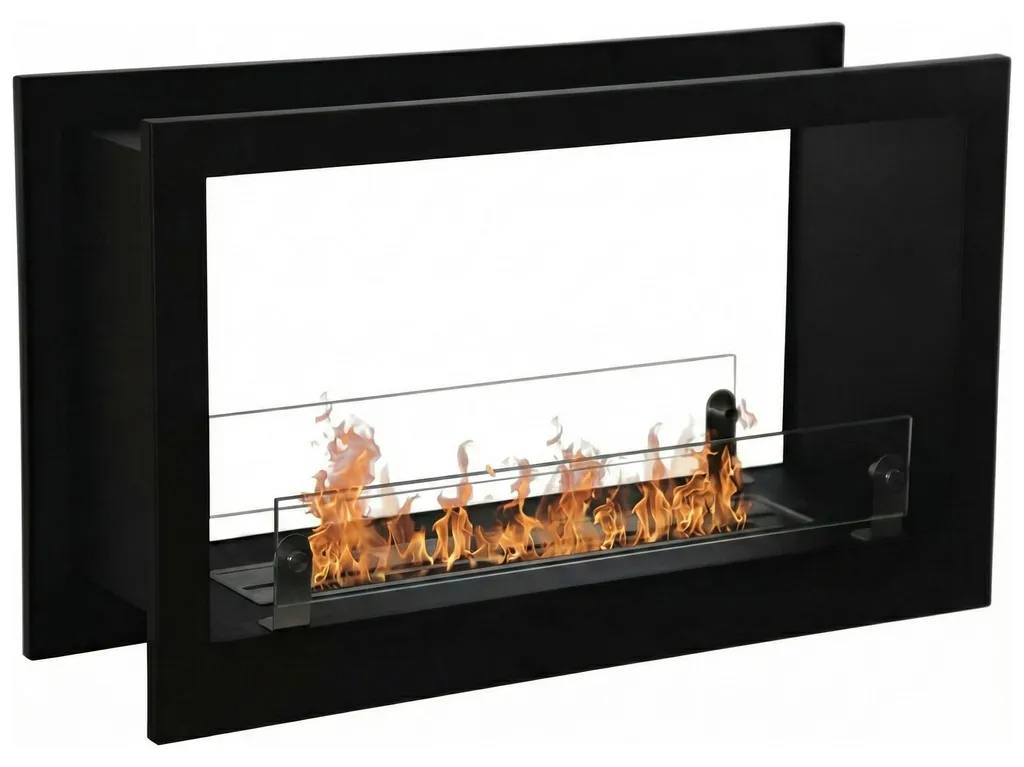 Foyer Bioéthanol sans Conduit 90cm Double Face : Solution Chauffage Noir