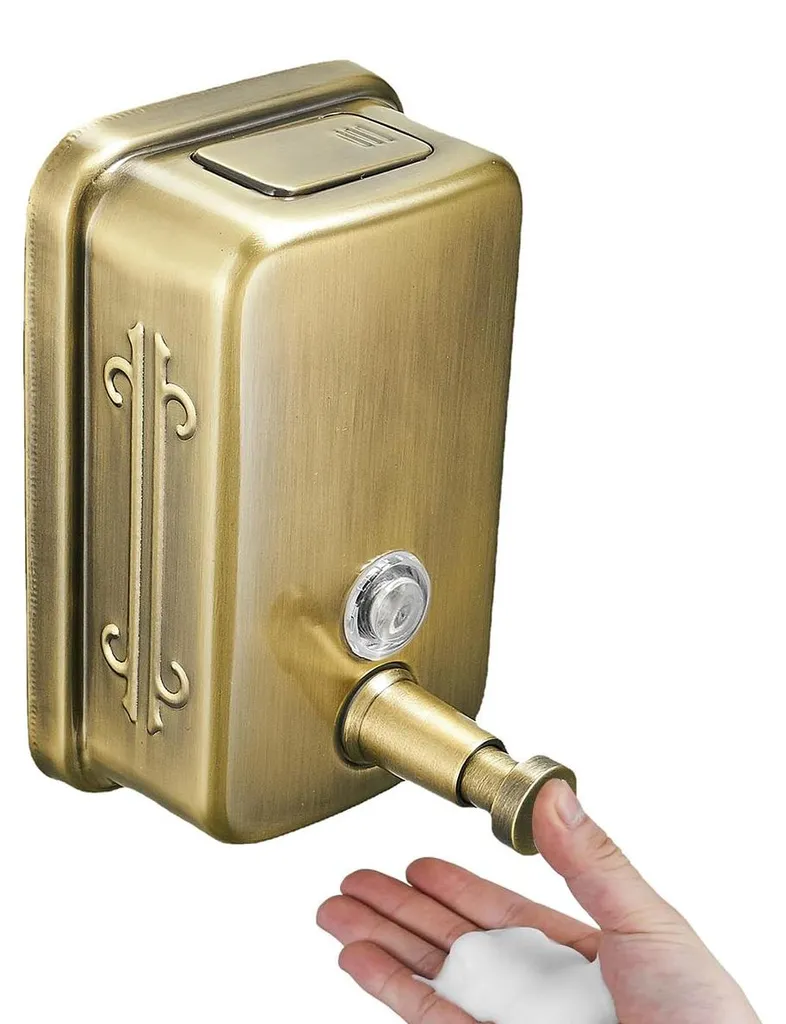 Distributeur de savon mural doré en acier inoxydable haute capacité 1L