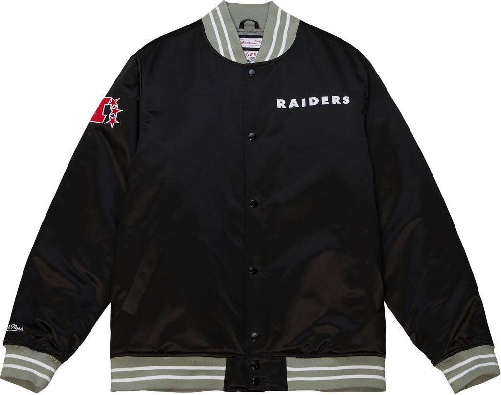 Oakland Raiders NFL Mitchell & Ness Heavyweight Satin Jacke Schwarz-L