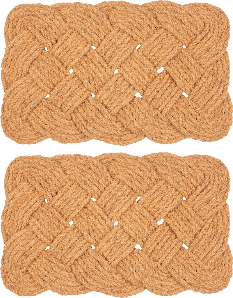 2x 68cm x 43cm Natürliche Kokosfaser Verknotet Fußmatte - Drinnen Rutschfest Küche Eingang Boden Schmutzfänger Willkommen Fußabtreter - Von Ni...