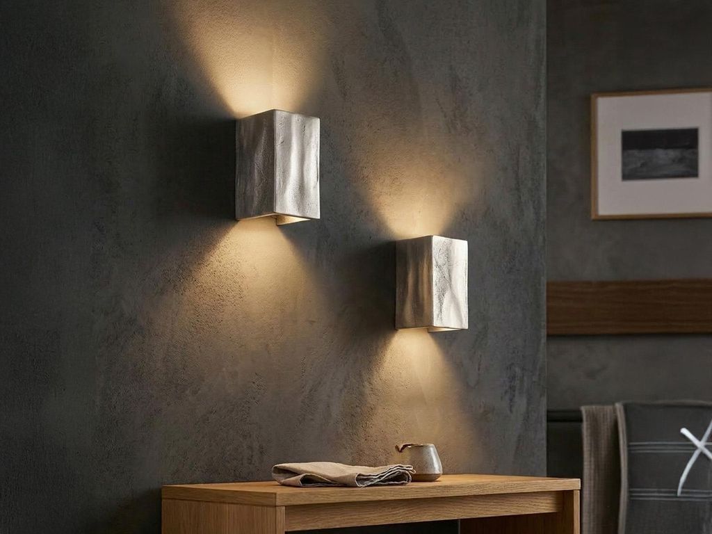 2er SET kleine LED Wandleuchten Up Down Silber Antik - indirekte Wandbeleuchtung