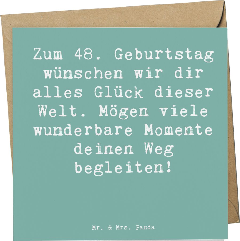 Mr. & Mrs. Panda Glückwunschkarte Spruch 48. Geburtstag Glück - Meeresbrise - Geschenk, Geburtstagsdekoration, Geburtstagsgeschenk für 48-Jähri...