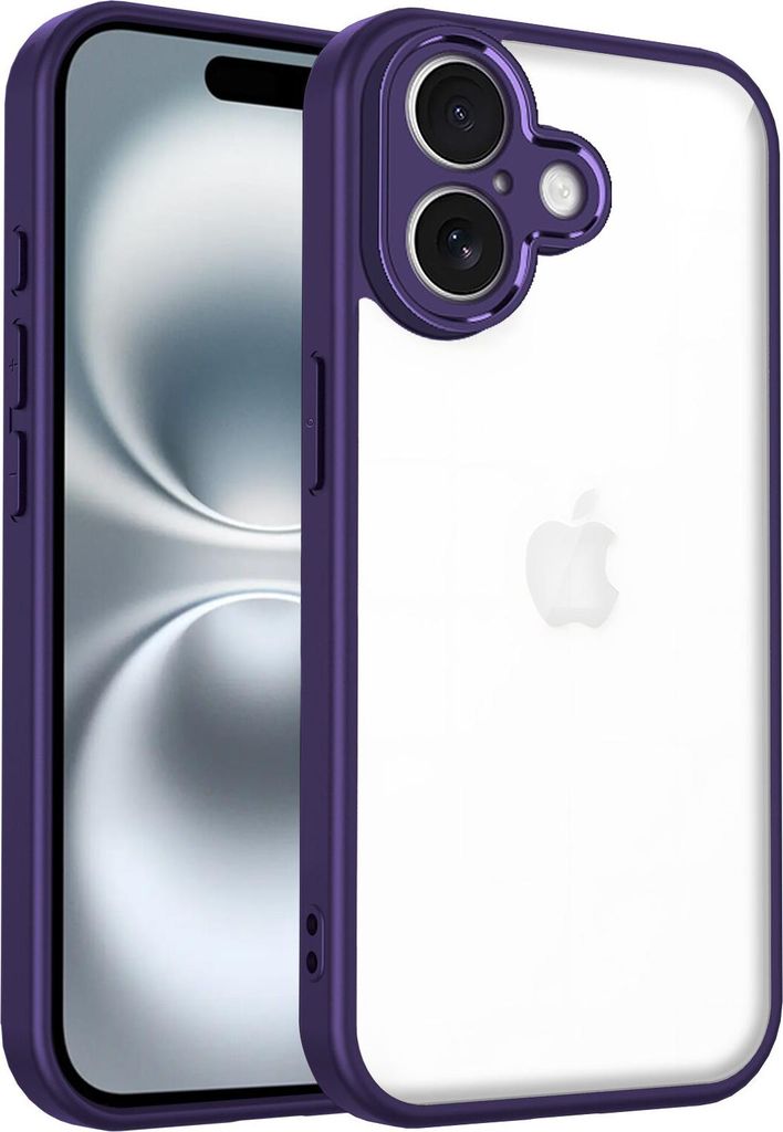Hülle für iPhone 16 Plus Transparente Rückseite TPU Bumper Stoßfest Handyhülle Lila