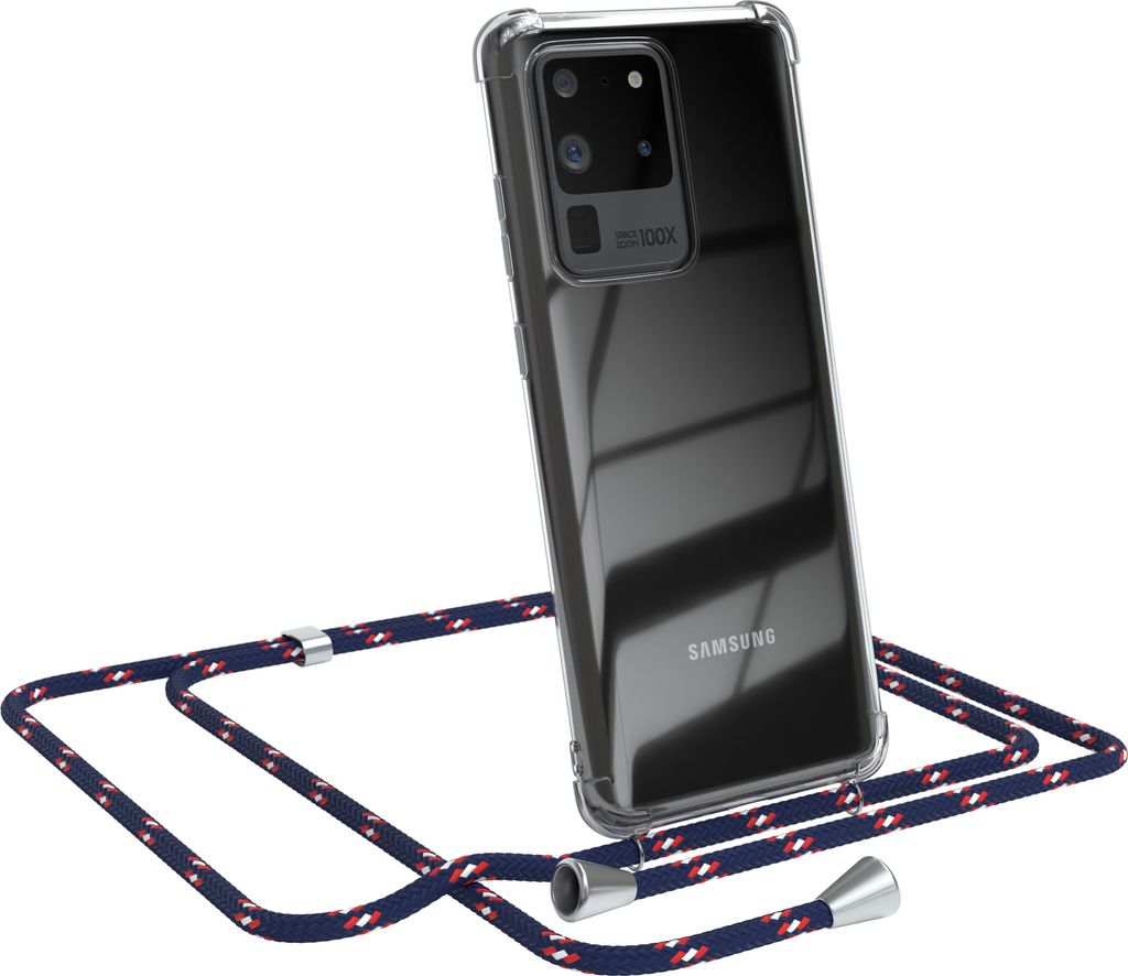 EAZY CASE Handykette kompatibel mit Samsung Galaxy S20 Ultra / S20 Ultra 5G, Handyhülle mit Umhängeband, Handykordel, Schutzhülle Clear, Band in...