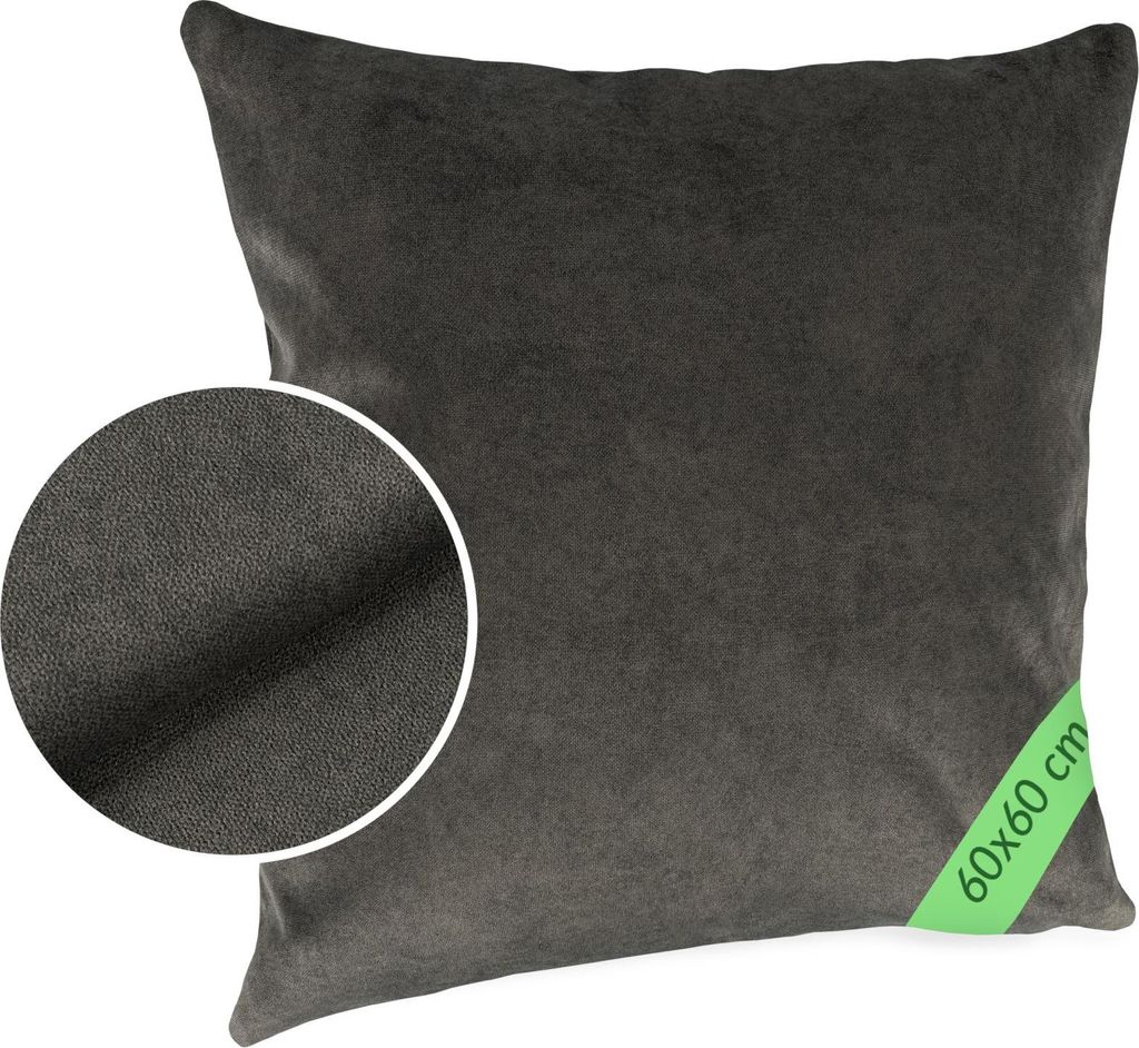 Dekokissen MAGIC atmungsaktiv ohne Füllung Kissenbezug Velour mit Reißverschluss 60x60cm einfarbig Meliert-Optik UNI Grau