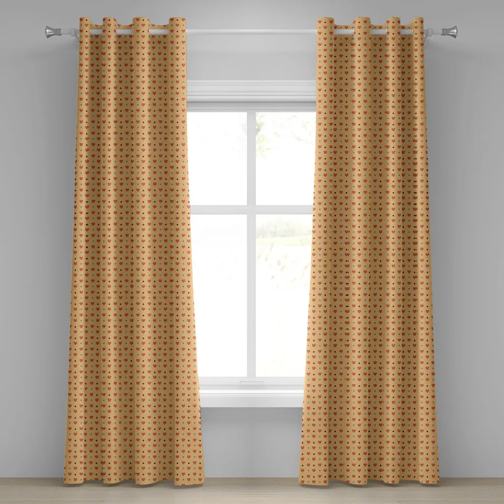 Rideau romantique à motifs cœurs et pois 280 x 245 cm Style Rétro