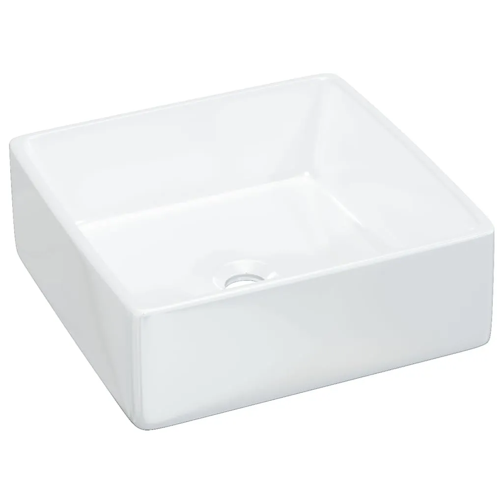 Vasque à Poser Carrée Blanche 37 cm en Céramique - Lavabo Moderne vidaXL 37x37