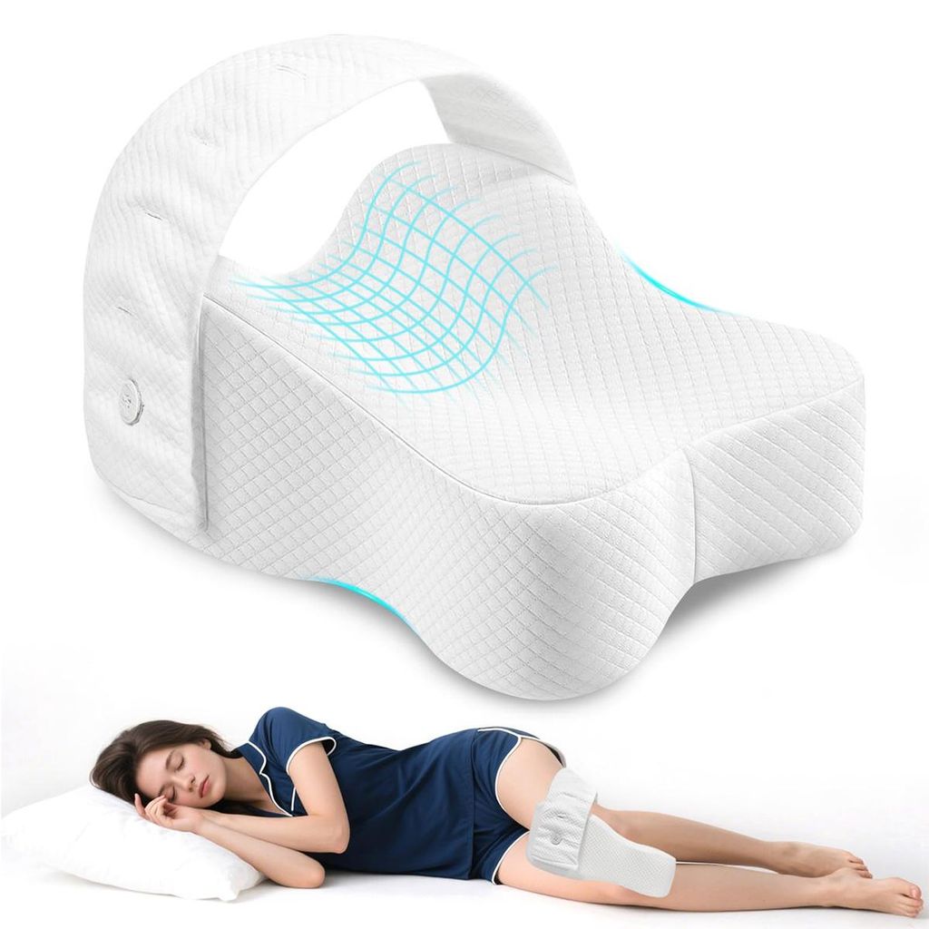 Kniekissen Orthopädisch, Memory Foam, verstellbares Beinkissen für Seitenschläfer & Schwangere, 5s Rückprall, Baumwollbezug