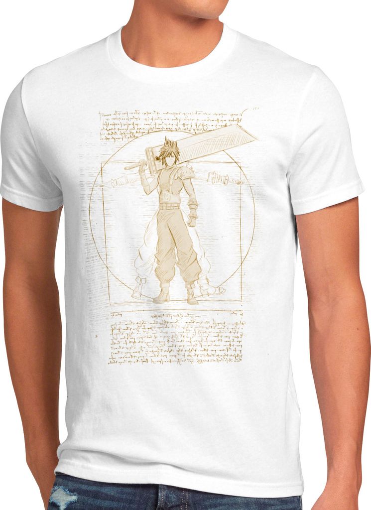 style3 Vitruvian Cloud Strife Herren T-Shirt anime cloud chocobo sephiroth vinci