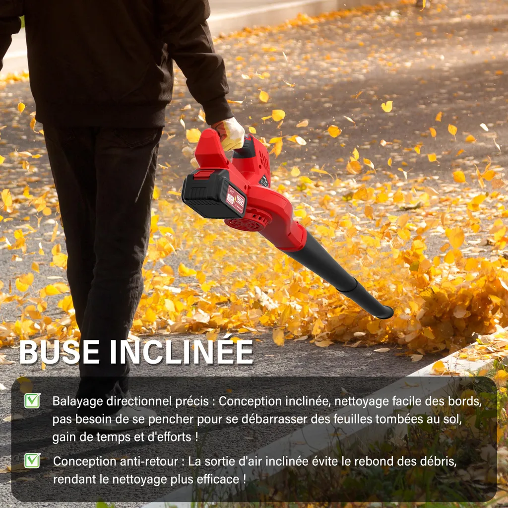Souffleur de Feuilles Thermique à Batterie 210 km/h Réglable Complet - 5