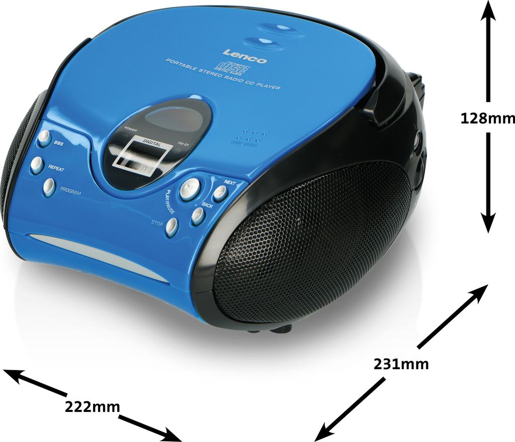 Lenco SCD-24 Blue/Black - Tragbares FM-Radio mit CD-Player Produktbild 