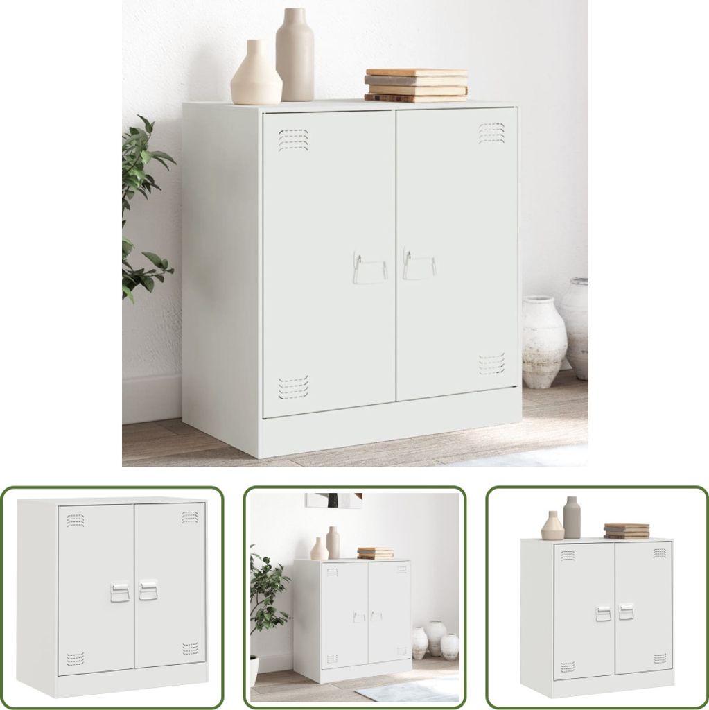 The Living Store Sideboard Weiß 67x39x73 cm Stahl