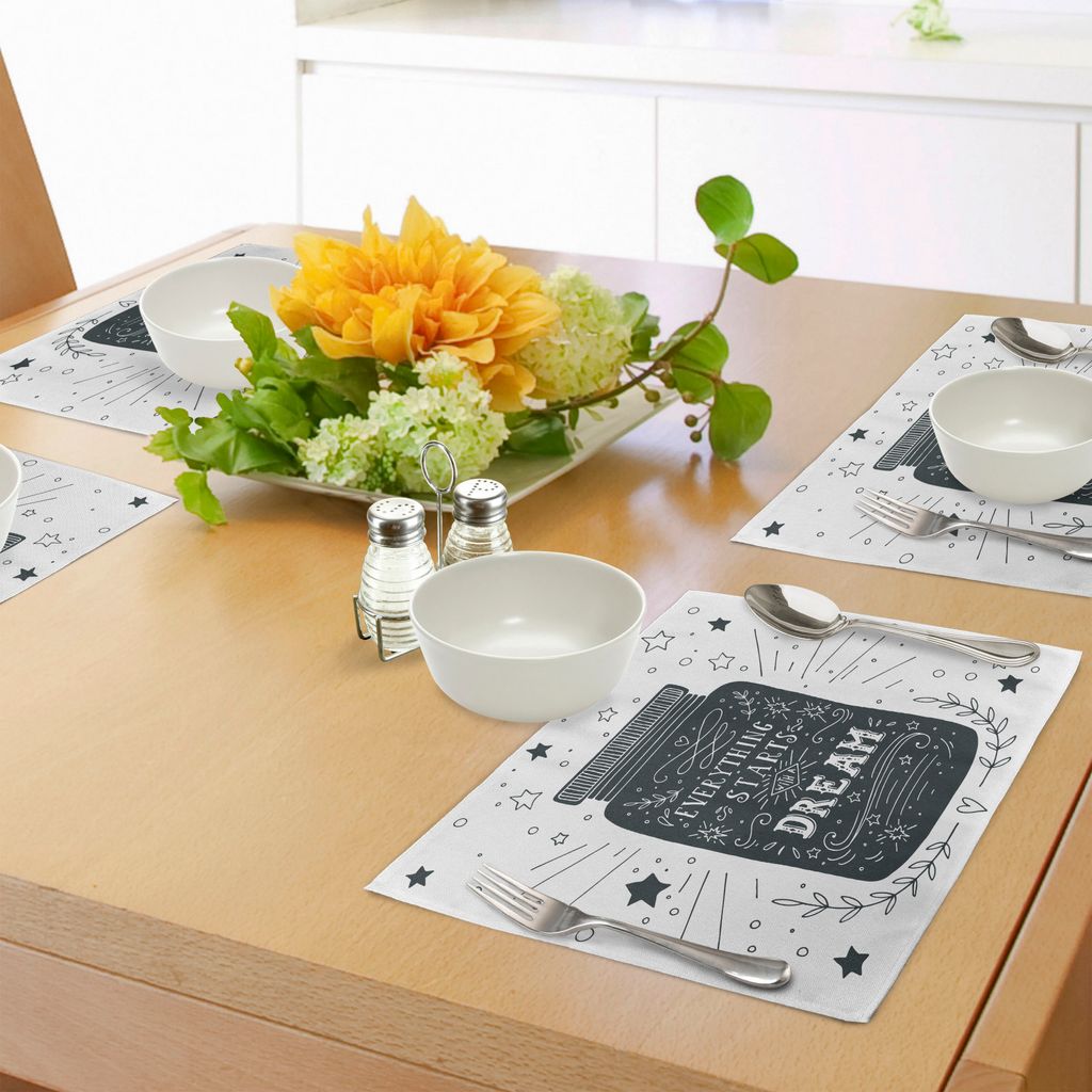 ABAKUHAUS Zitat Platzmatten, Alles Sterne mit einem Traum auf einem Glas mit Kreisen und Stern-Hintergrund, Tiscjdeco aus Farbfesten Stoff für das...