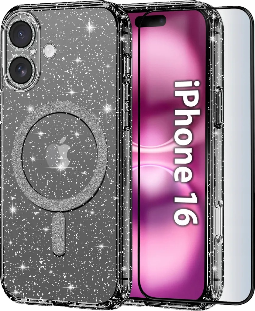 Custodia per Apple iPhone 16 BROKATOWE per MagSafe CLEAR SHINE Vetro per schermo