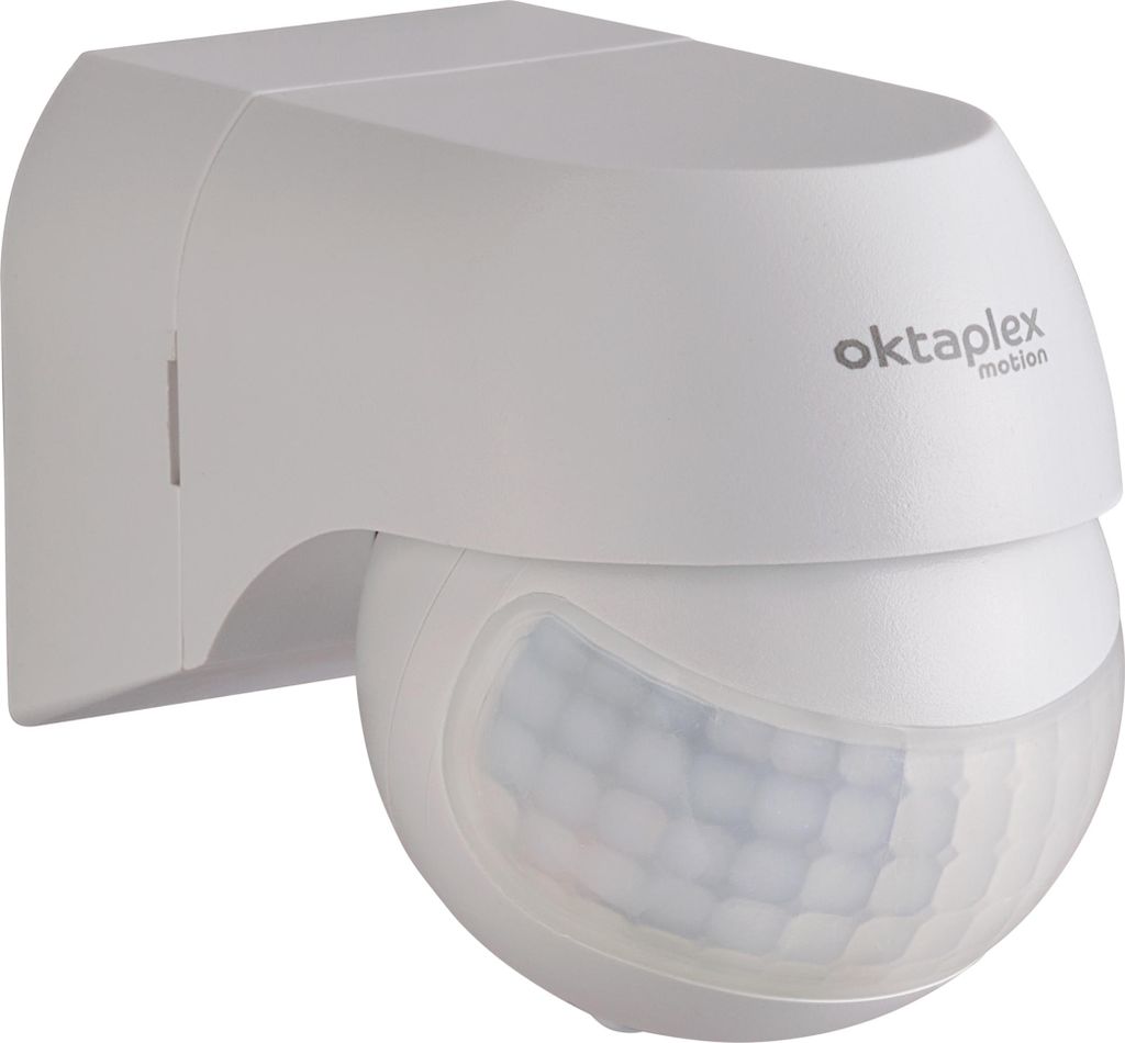 Oktaplex Bewegungsmelder Aussen IP44 Infrarotsensor 180° schwenk- & neigbar LED Aufputz Sensor weiß