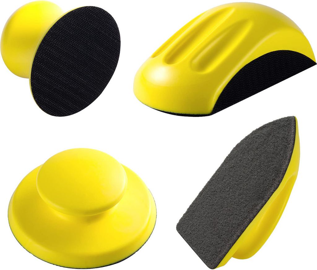 4tlg. Schleifpapierhalter Set Rund-Sanding-Blöcke + Maus-Haken- und Schlaufen-Sanding-Blöcke