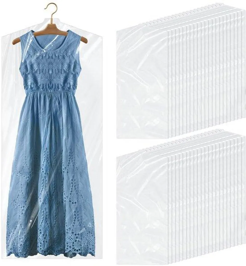 Housse de protection vêtements 60x140 cm en plastique épais transparent