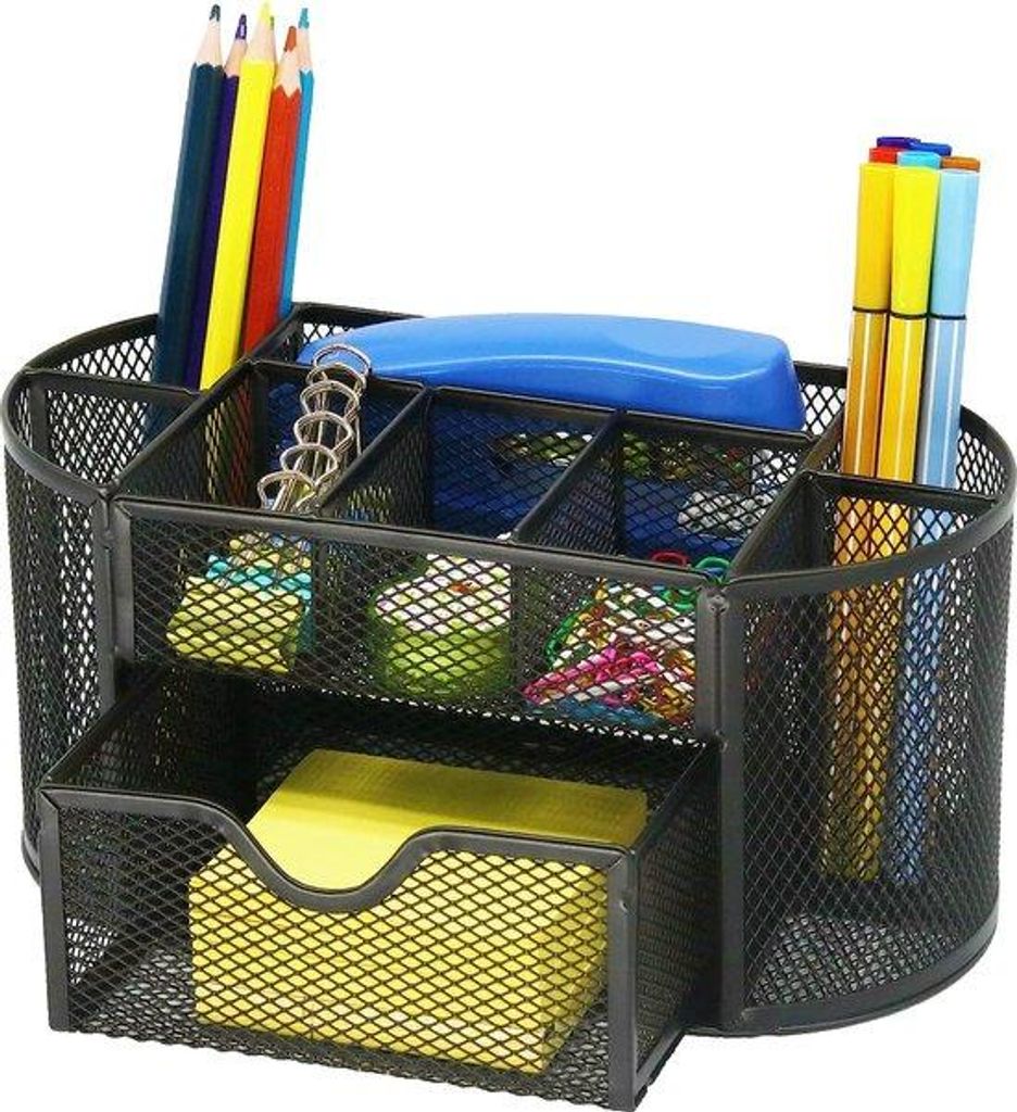 Büro-Organizer, Metall, 9 Fach-Sortierbox, Klemmen, Notizbücher, Schreibtisch