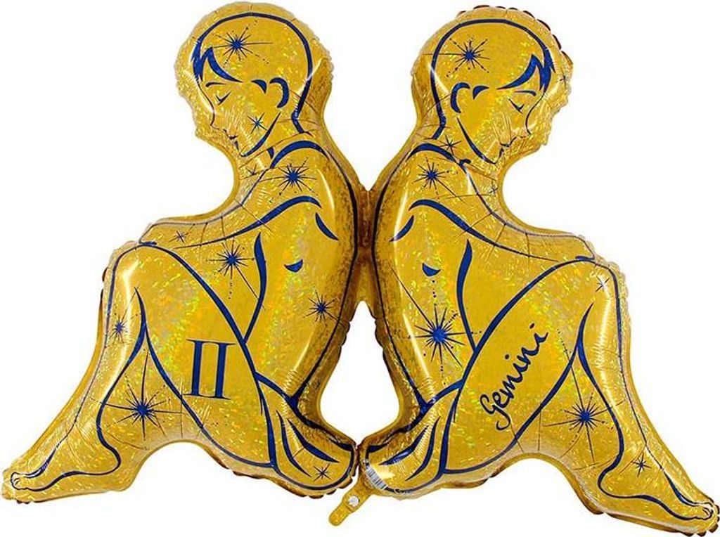 Shape Folienballon "Sternzeichen Zwilling" Gold Produktbild 