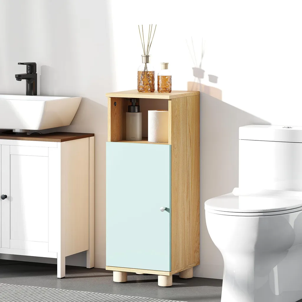 Meuble de salle de bain étroit vert 30x30x80cm avec placard de rangement - 4