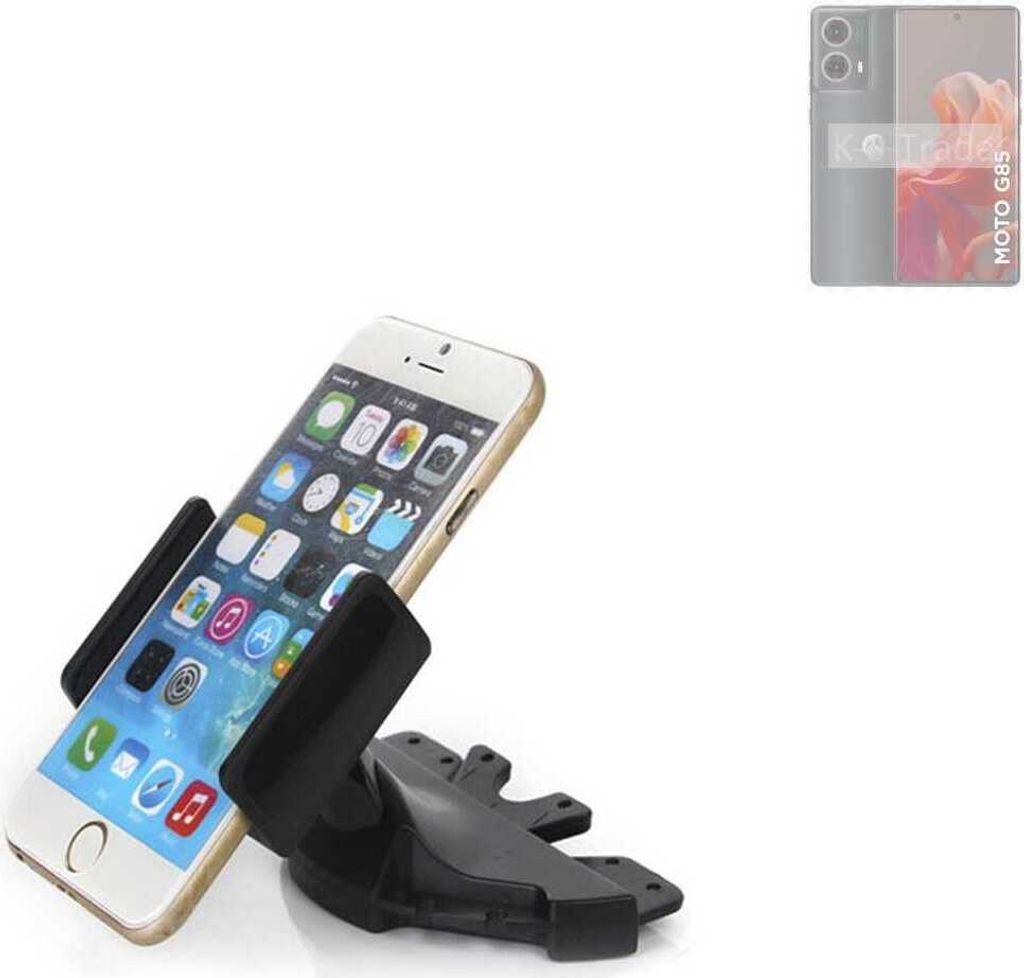 K-S-Trade CD Schlitz Halterung kompatibel mit Motorola Moto G85 5G Autohalterung KFZ-Halter Radio Handy Halterung 360° drehbar schwarz