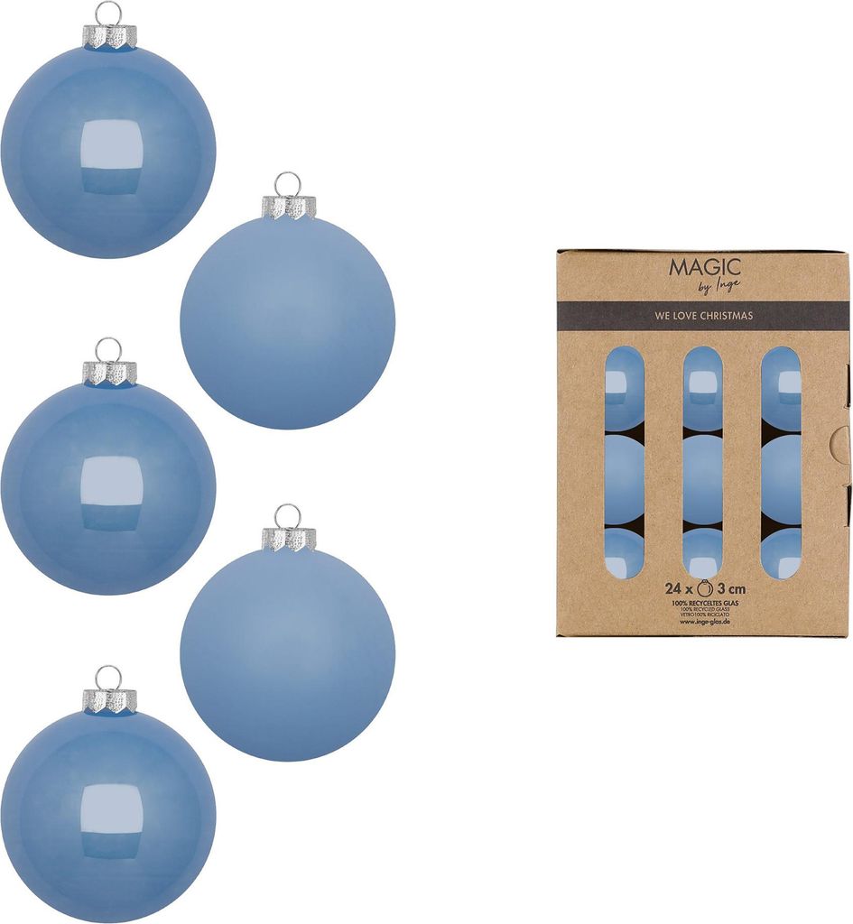 Weihnachtskugeln Glas 3cm 24 Stück - Airy Blue