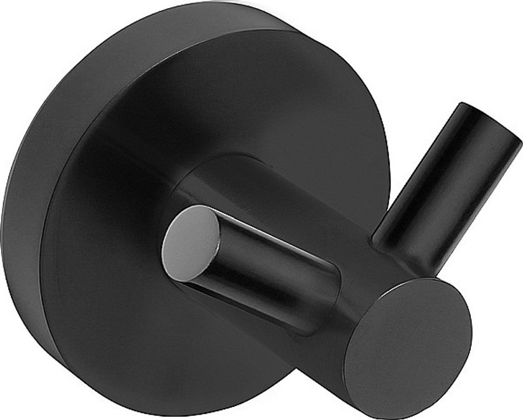 BARK Doppelkleiderhaken Messing Schwarz 55x55x50 mm für Bad & Küche >> zum Bohren oder Kleben
