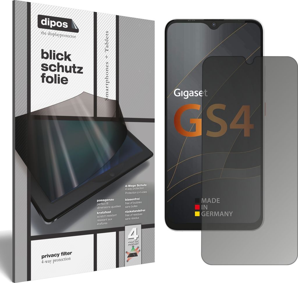 Blickschutzfolie für Gigaset GS4 matt Schutzfolie Folie Display Schutz dipos