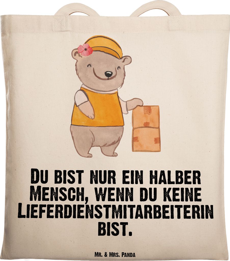 Mr. & Mrs. Panda dokumententasche Lieferdienstmitarbeiterin Herz - Transparent - Geschenk, Witzig, Schultasche, Jutebeutel, Lustig, Tasche, Pizzab...