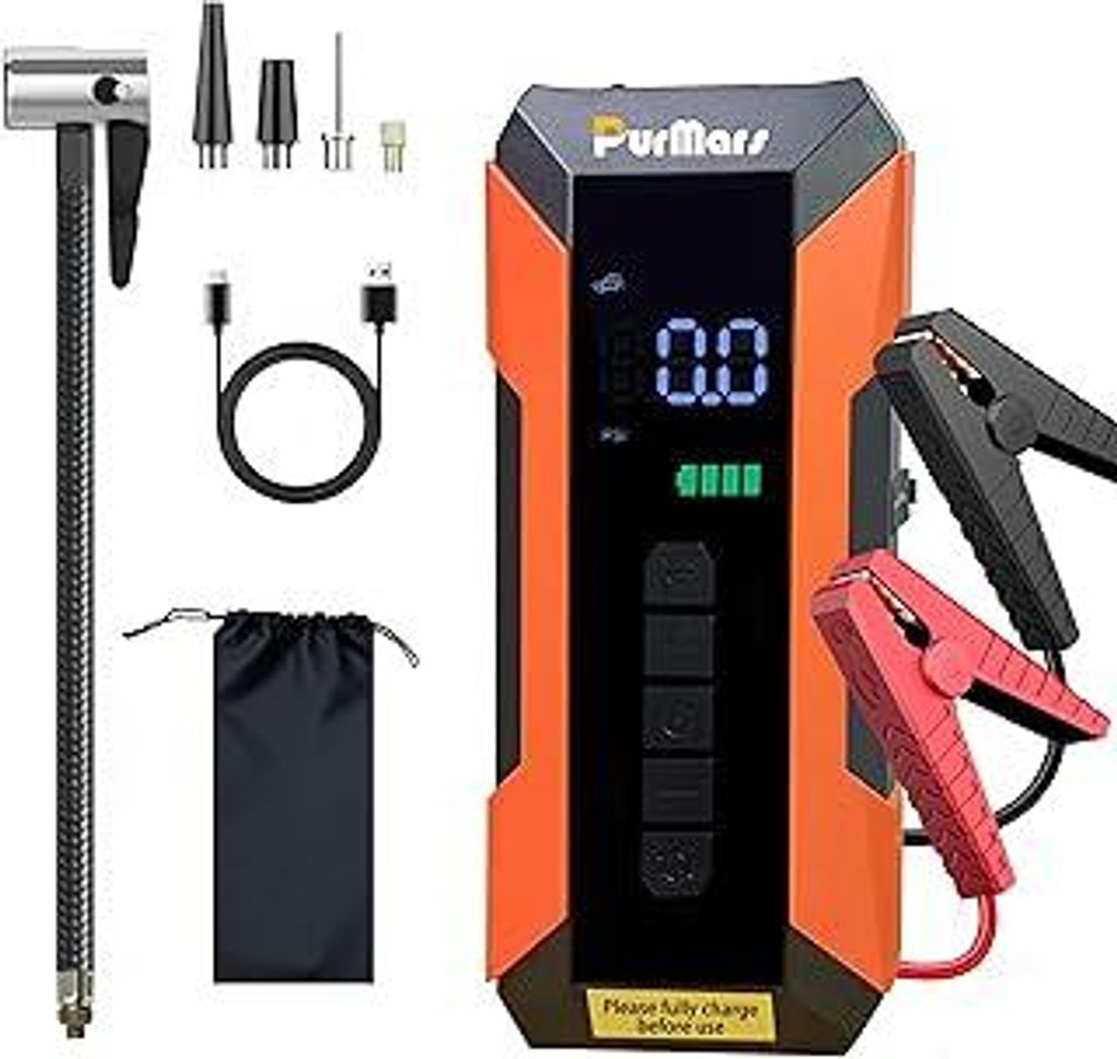 Starthilfe Powerbank für pkw,3000A Auto-Starthilfe mit 150PSI Luftkompressor,12V Starter Powerbank(Bis Alle Benzin&8.5L Diesel),Jump Starter mit L...