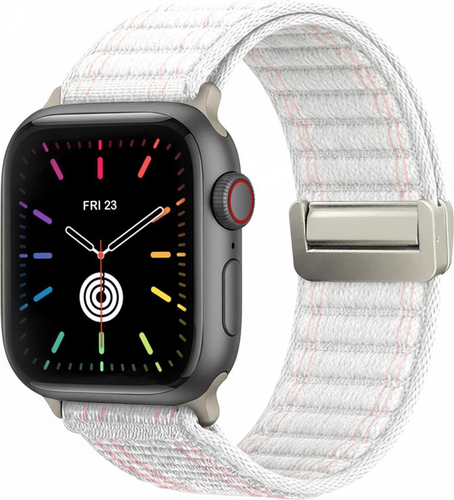 Smartwatch Armband für Apple Watch Series 7 41mm Nylon Textil Band Ersatzband Wechselband Magnetverschluss flexibel atmungsaktiv Weiß